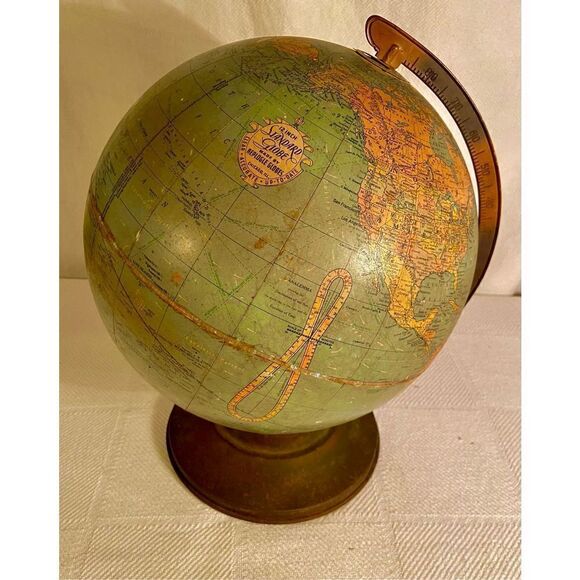 Vintage Replogle 12 Inch Mid-Century Standard Globe On Metal Base~See Details - Picture 8 of 15